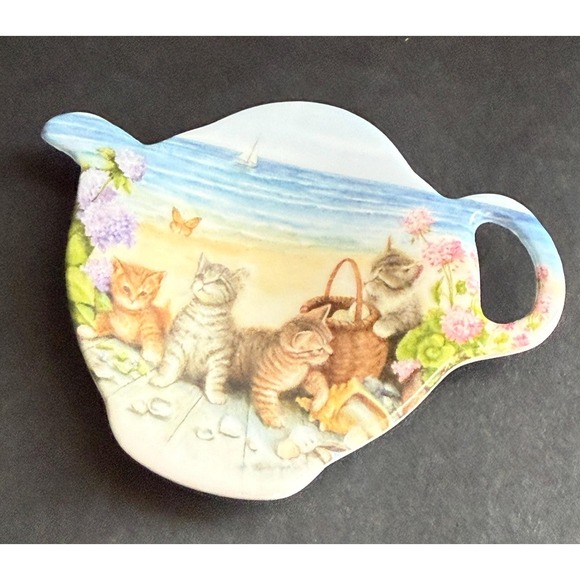 Vintage Teabag Holder / Spoon Rest - Cats on the Beach - Made in Italy - Picture 4 of 7